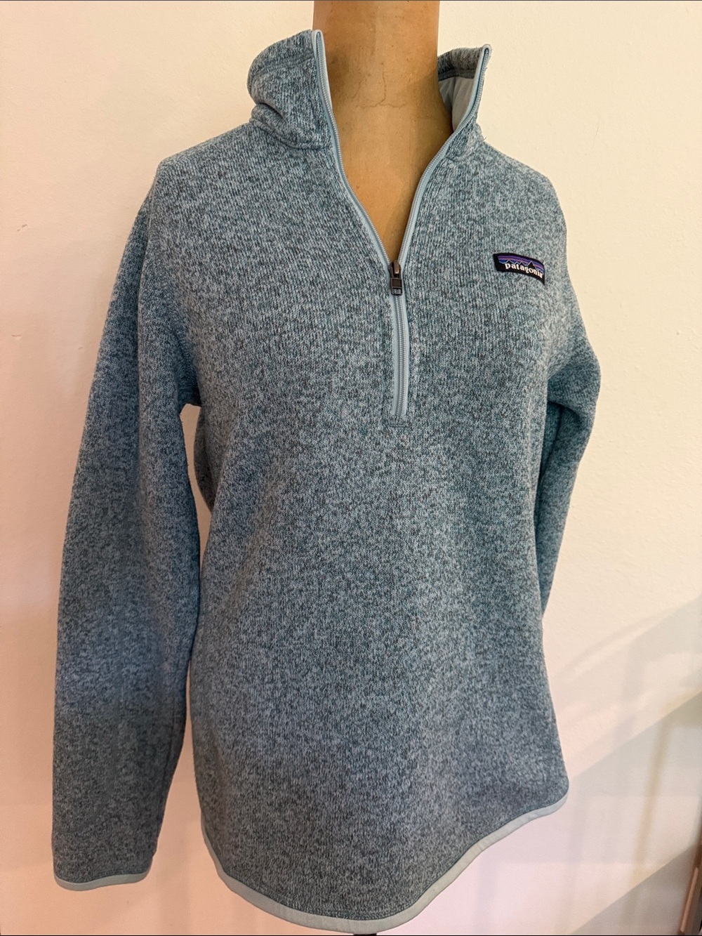 Patagonia sz L Better Sweater 1/4 zip Heathered Blue Quarter-Zip Fleece Pullover